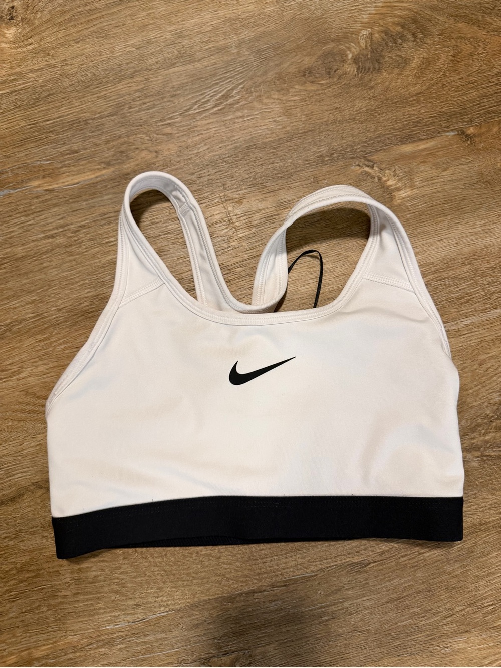 Nike White Sports Bra with Black Band and Swoosh